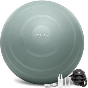 YOTTOY Anti-Burst Exercise Ball for Working Out, Yoga & Pregnancy, Extra Thick Workout Ball for Physical Therapy & Fitness (30IN/68-75cm, green)
