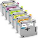 6X Fluorescent Color M-K231 Tape Compatible for Brother P Touch M Label Tape 12mm 0.47" M-k231s MK231 for PT-M95 PT-90 PT-70 PT-65 PT-85 Label Maker Refills (Black on Clear/Fluorescent Orange/Purple/Fluorescent Yellow/Fluorescent Green/Gold)