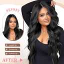 Fliace Clip in Hair Extensions, 6 PCS Natural & Soft Hair & Blends Well Hair Extensions, Dark Brown Long Wavy Hairpieces(24inch, 6pcs, Natural Black)