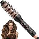 NONK Thermal Brush 1.5", Thermal Round Curling Brush, Long Lasting Universal Voltage Heated Curling Iron for All Hair, Tourmaline Ceramic,Curling Iron with 5 Temperature Control, Rose Gold