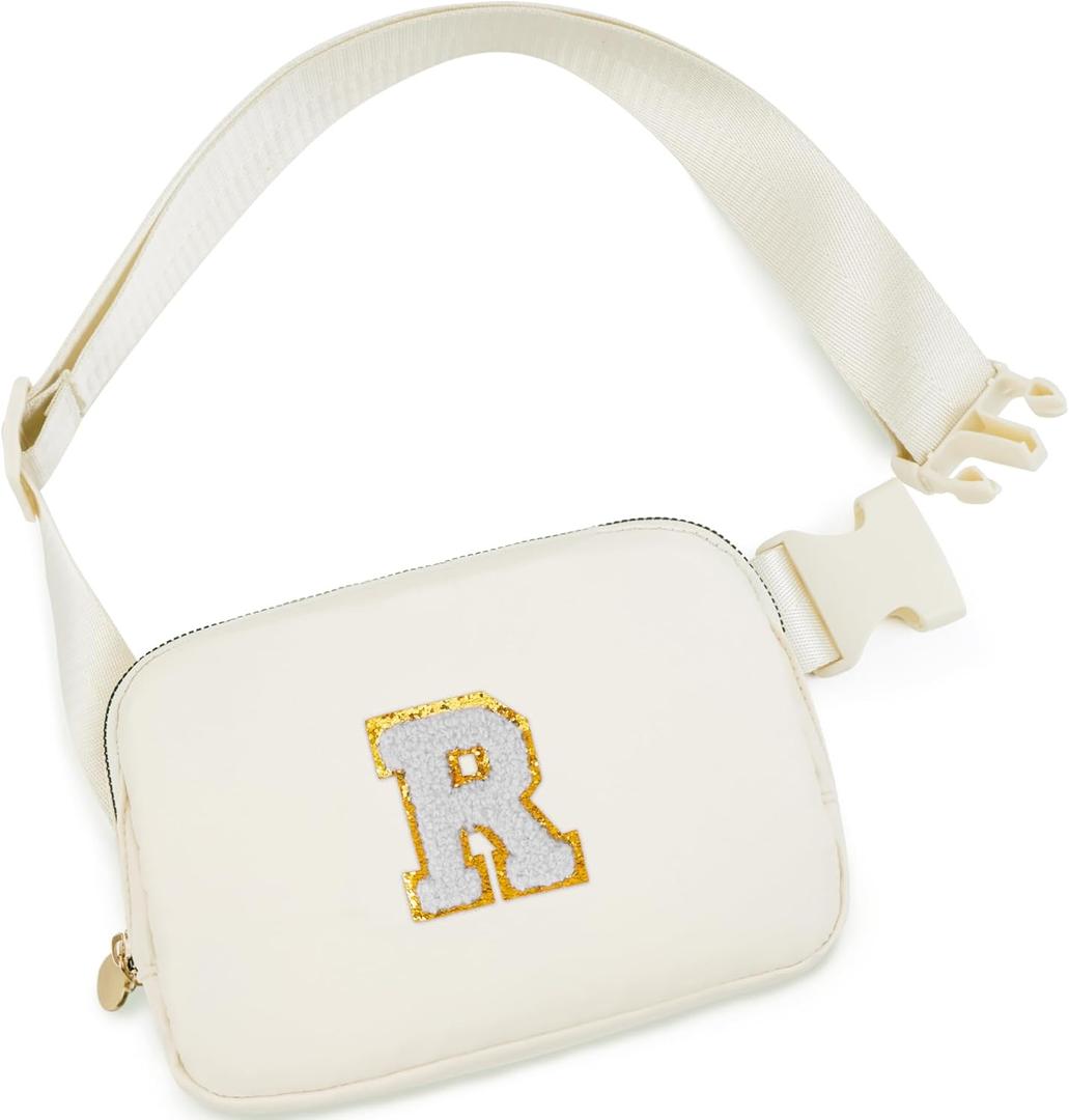 Personalized Anniversary Wife Birthday Gifts from Husband,Mothers Day Gifts for Women,Waist Packs Initial White R,Cream Bag