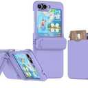 DAKORIE for Samsung Galaxy Z Flip 7 FE/ 6 Case with Kickstand Card Holder Hinge Protection Flip Phone Case Protective Cover for Samsung Galaxy Z Flip 7 FE 2025 /Galaxy Z Flip 6 2024 5G - Purple