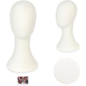 Wig Head Stand Mannequin Head Hat Display Stand Velvet Wig Holder for Mask, Headdress, Necklace (White)
