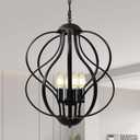 Black Chandelier for Dining Room Light Fixture, 4-Light Modern Farmhouse Chandelier, 17" Large Ceiling Hanging Industrial Pendant Light for Kitchen Island Living Room Foyer Entryway Stair