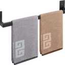 NearMoon Self Adhesive Bathroom Towel Bar, Stainless Steel Square Bath Wall Shelf Rack Hanging Towel Stick On Sticky Hanger Contemporary Style, Towel Rack Wall Mounted (24 Inch, Matte Black)