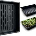 Seed Starter Tray, 10 Packs Plant Tray, Durable Plastic Growing Trays, Stackable Seedling Starter Trays Perfect for Indoor, Outdoor, Greenhouses, 16.5" L x 13.2" W x 2.8" H - Black