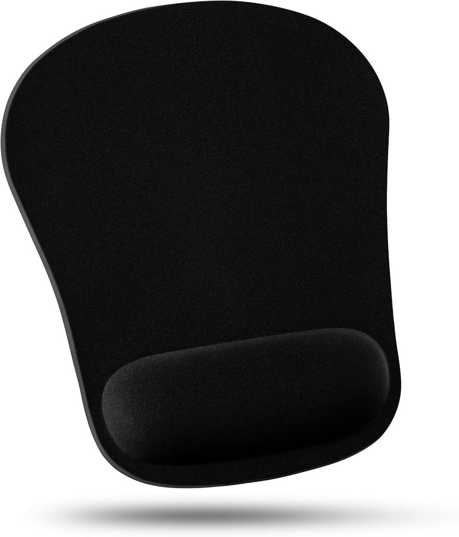 Mouse Pad with Wrist Rest Comfortable Ergonomic Wrist Support Memory Foam Mousepad Black, Computer Mouse Pads for Desk Office & Home, Cushion & Pain Relief, Non-Slip Rubber Base (1 Pack)