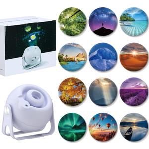Landscape Verses Projector Galaxy Projector Includes 12 Interchangeable Christian Discs Night Light Set Project Religious on Walls or Ceilings for Gift