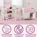 Badger Basket Doll Crib with Bedding, Storage Baskets, Mobile & Personalization Kit - Ideal Nursery Set for Dolls Up to 22 Inches, Best for Doll Accessories & Playtime - White/Pink