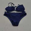 Fanuerg Women's Sexy V Neck Bikini Sets Hollow Out Two Piece Swimsuits Cutout Mid Waist Bathing Suit Blue L