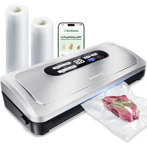 Vacuum Sealer Machine with AirLock ProSeal System, 10in1 Vacuum Sealer for Food, Dry & Moist Modes, Compact Design with Digital Timer, Builtin Cutter & Roll Storage, Stainless Steel