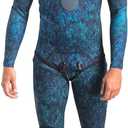 Cressi Spearfishing and Freediving Two-Piece Wetsuit with Loading Chest Pad, Knee Protection, Anatomical Design - Tokugawa: Designed in Italy (XX-Large, Camo Blue)
