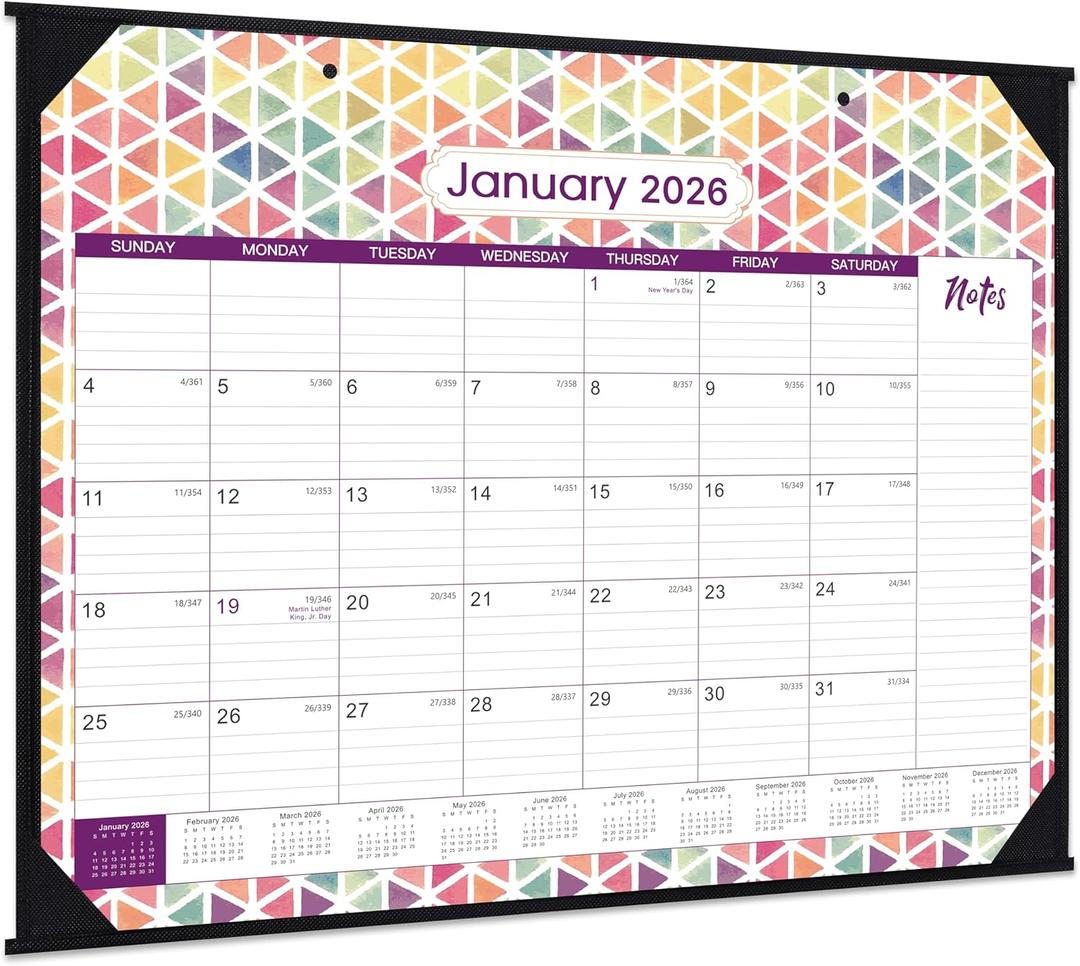 2026 Desk Calendar - 2026 Calendar, Large Desk Calendar 2026, Jan. 2026 - Dec. 2026, 17x 22, Best Desk/Wall Calendar with 4 Corner Protectors, Premium Thick Paper, 2 Hanging Holes, Julian Dates