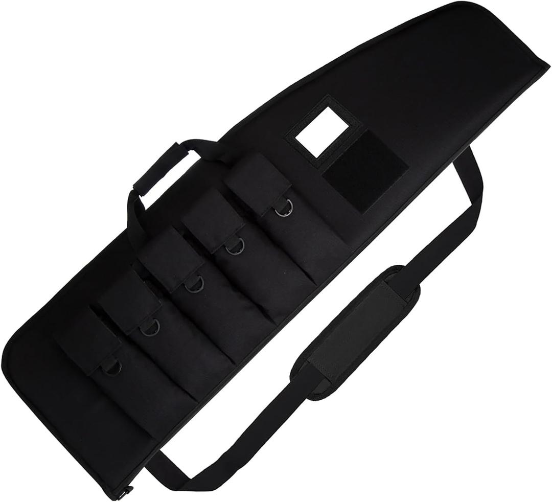 Soft-Rifle-Case Tactical-Gun Range-Bag Hunting-Shooting Sports-Storage - Padded Transport with 5 Pouches Adjustable Shoulder Strap (42 inch, Black)