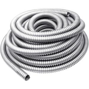 25 ft 3/4 Inch Reduced Wall Flexible Metal Conduit, Low Voltage,Galvanized Steel Outdoor Electrical Conduit for Greenfield Wiring, Cable Management