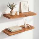 18 Inch Floating Shelves, Solid Wood Wall Shelves, 8 Inch Deep Floating Shelf for Bathroom, Bedroom, Living Room, Kitchen, Home Decor & Storage, Heavy-Duty Wooden Shelf Wall-Mounted, Set of 2