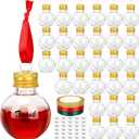 30 Pieces Christmas Booze Balls, Christmas Tree Hanging Ornaments Clear Plastic Fillable Bulbs Pendant Ball with Screw Caps and Ribbons for Christmas Home Party Decor (Gold)