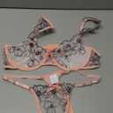 Lilosy Women Sexy Floral Embroidered Mesh Sheer Underwire Push Up Lingerie Set (Large, Black Pink)