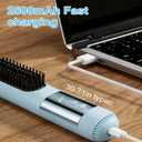 2026 New Go Brush Pro - 3 Temps Portable Cordless Hair Straightener Brush for Travel, Led Digital Display(°C/°F), Cool Air Setting On the Back (Blue)