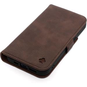 Porter Riley - Leather Case Compatible with iPhone 16e. Premium Genuine Leather Stand/Cover/Wallet/Flip Case with Card Slots & Horizontal Stand (Chocolate Brown)