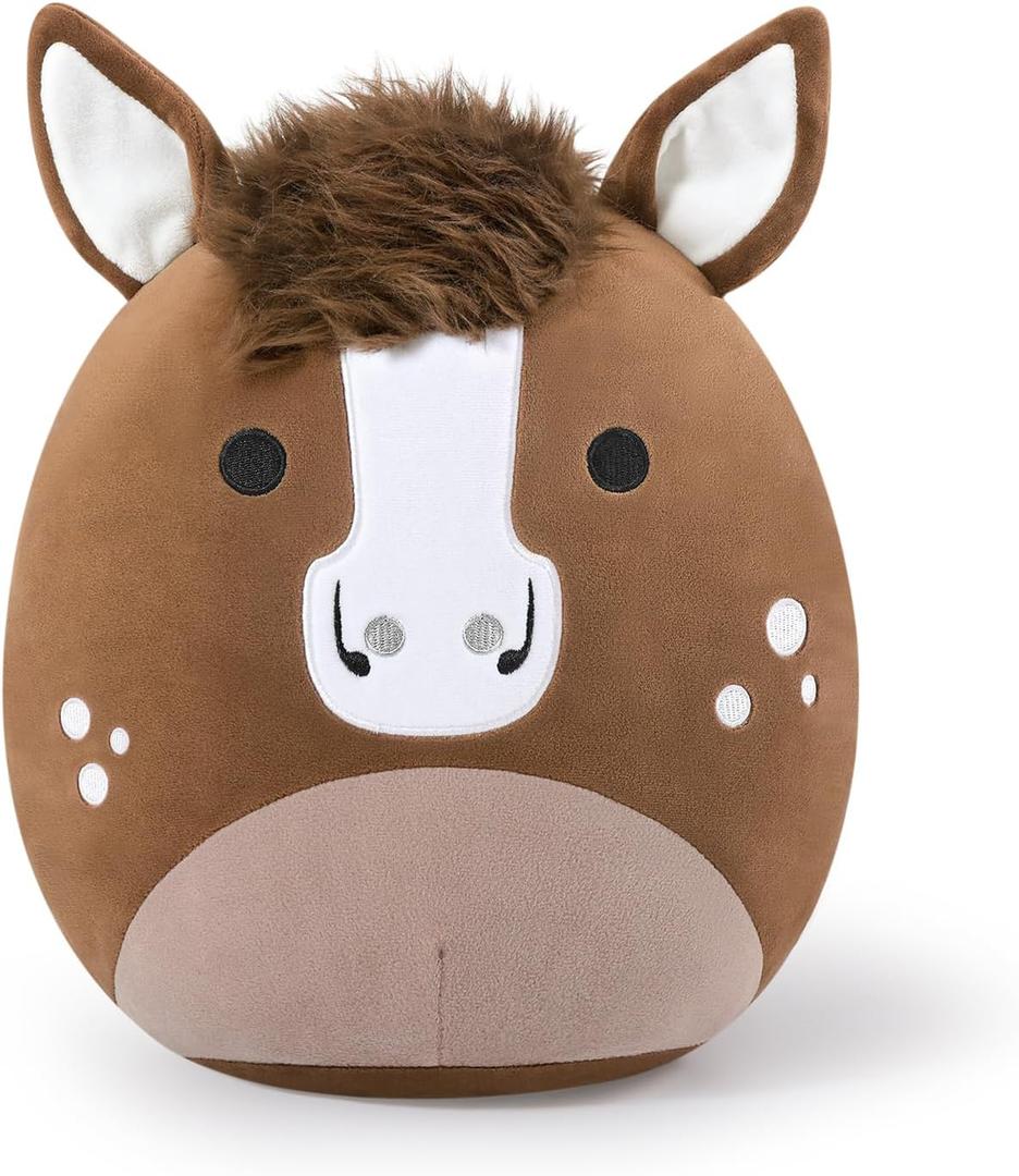 PEACH CAT Original Quarter Horse Stuffed Animal 12" Cute Horse Plush Soft Plushies Toys Gifts for Kids Adults Brown