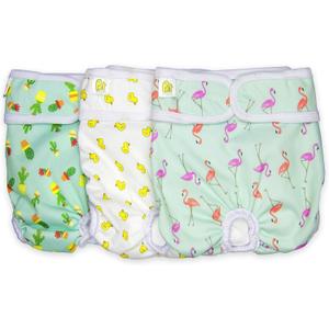 Pet Magasin Super Absorbent Resuable Dog Diapers for Females (3-Pack) - Ideal Heat Solution, Washable Doggie Diapers for Female Dog - Perfect Doggie in Heat & Period (Trending, XS (10-12 Waist)