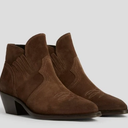 XR ALLSAINTS ALL SAINTS WEIZ HEELED ANKLE BOOTS COWBOY SUEDE TAN BROWN 9