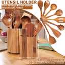 KINGSOW Utensil Holder for Kitchen Countertop: 360 Rotating Wooden Utensil Crocks - Farmhouse Cooking Spoons Organizer