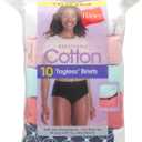 Hanes Women's Underwear Pack, 10-Pack, Full-Coverage Cotton Blend Panties, Moisture-Wicking Underwear for Women (XXXL)