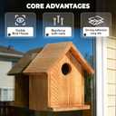 Window Bird Houses for Outside with 2 Powerful Hooks, Clear Window for Viewing Inside, Hanging Wooden Birdhouses with Weather Treated for Outdoors, Bird Nesting Box for Bluebird Finch Chickadee