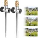 Lawn Sprinkler for Yard, 2 Pack Coverage Metal Water Sprinklers with Aluminum Alloy Stake Base, Adjustable Brass Nozzle for Yards Garden Vegetable Small/Medium Lawn Irrigation