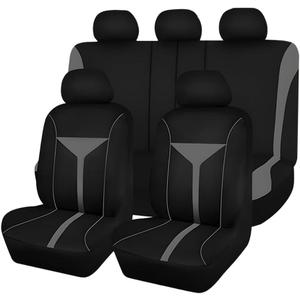 Car Seat Cover Full Set, Breathable Washable Dustproof Vehicle Front & Rear Seat Split Cover with Zipper, Automotive Interior Chair Protector, Universal for SUV Sedan Truck (Grey)