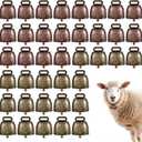 40 PCS Mini Cow Bells Bulk, Goat Bells for Collars, Antique Iron Metal Animal Copper Bell, Small Cowbell for Farm Pets Christmas Decor (20 Red Bronze, 20 Green Bronze)