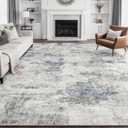 DMOYEST 9x12 Area Rug for Living Room:Washable Modern Neutral Abstract Rug with Low Pile Non Slip Soft Thin Large Indoor Carpet for Bedroom Dining Room Home Office Decor - Grey Blue