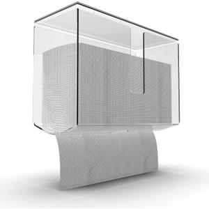 Cq acrylic Wall Mount Paper Towel Dispenser with Lid,Clear Folded Paper Towel Holder for Bathroom Toilet and Kitchen,Suitable for Z-fold, C-fold or Multi-Fold Paper Towels,Pack of 1