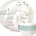 Corelle Vitrelle 18 Piece Glass Dinnerware Sets Service for 6, Triple Layer Chip & Crack Resistant Glass Plate and Bowl Sets, Wildflower