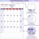 2026 Wall Calendar - Large Print Calendar 2026, 12 Monthly Calendar, Jan. 2026 - Dec. 2026, 14.6 x 22.8 In (Open), 2026 Calendar with Big Numbers, Large Grid, Notes, Moon Phases, Great for Planning