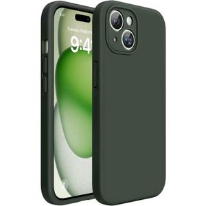 Miracase Compatible with iPhone 15 Case, [Soft Anti-Scratch Microfiber Lining], Liquid Silicone Case Gel Rubber Shockproof Drop Protection Phone Case for iPhone 15, Dark Green