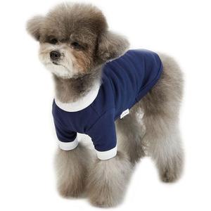 Ringer Dog Shirt for Small and Large Dogs Cotton T-Shirts Soft Breathable Dog Shirts pet Clothes (Large, Navy/White)