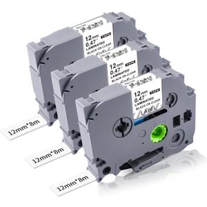 3-Pack TZ Tape 12mm Clear Replacement for Brother TZe-131 TZ-131 P Touch Label Tape 12mm 0.47 Laminated Black on Clear Label Maker Tape Work for Brother Ptouch PT-D600 PT-D200 PT-D210 PT-D400