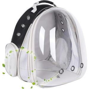 Front Expandable Large Cat Backpack Carrier, Fit up to 20 lbs, Space Capsule Bubble Window Pet Carrier Backpack for Large Fat Cat and Small Puppy (Gen 1 - Clear Bubble, Black)