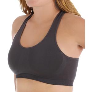 Jockey womens Mid Impact Removable Cup Seamless Sports Bra (Gray, M)