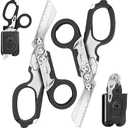 Lenporl Foldable Trauma Shears with Compatible Holster, Emergency Shears with Strap Cutter and Glass Breaker for Outdoor Camping Emergency Scissors Tools Black