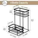 Coffee Syrup Organizer, 4 Bottle Capacity Syrup Stand, 2 Tier Syrup Rack for Coffee Bar Accessories with 4 Coffee Syrup Pump, Syrup Holder for Kitchen, Storage for Syrup, Wine, DressingBlack
