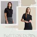 Zeagoo Women's Button Down Shirts Short Sleeve Dress Shirts Basic Business Collared Work Blouses (Black, L)