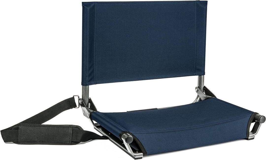 Cascade Mountain Tech Stadium Seat - Lightweight, Portable Folding Chair for Bleachers and Benches - Navy, 17"