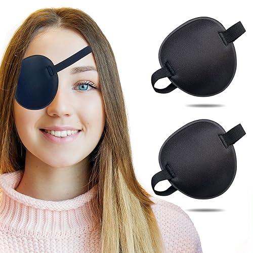 THSIREE 2PCS Eye Patch, Adjustable Eye Patches, Medical Eye Patch, Amblyopia Lazy Eye Patches for Left or Right Eyes, Black