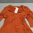 Halife Women's 3/4 Length Sleeve V Neck Flowy Tunic Blouses Work Tops Shirts with Zippers, Size Small