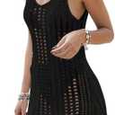 Halife Women's Swimwear Cover Ups Crochet Bathing Suit Beach Dresses Hollow Out Swimsuit Coverup, Size M, Black