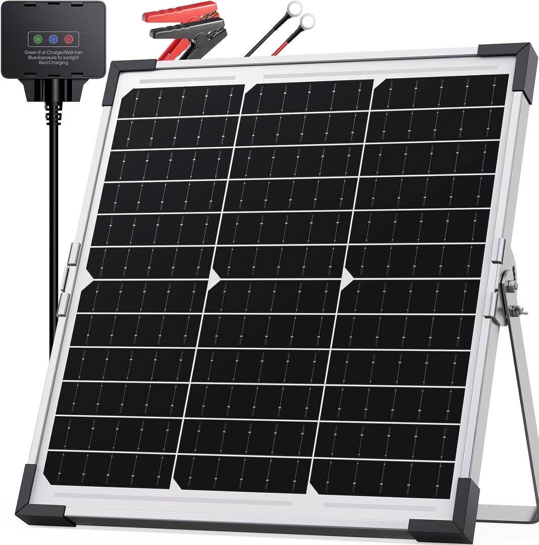 20W 12Volt Solar Battery Charger, Solar Battery Trickle Charger Maintainer with Charge Controller+360°Adjustable Mount Bracket, Callsun Solar Panel Kit Waterproof for Car Boat Marine RV Trailer